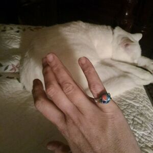 Fiesta Ring 6  silver blue red white navy